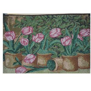 Set of 8 Cloth Placemats Flowers in Pots Dining Table Decor And Use